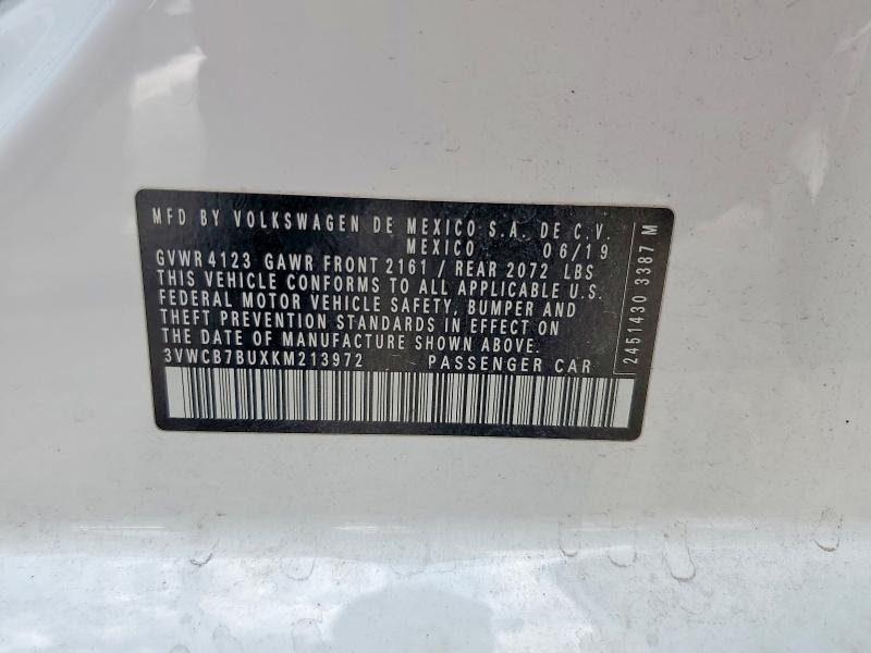 Aukcja sprzedaży 2019 Volkswagen Jetta, vin: 3VWCB7BUXKM213972, numer aukcji: 64668606