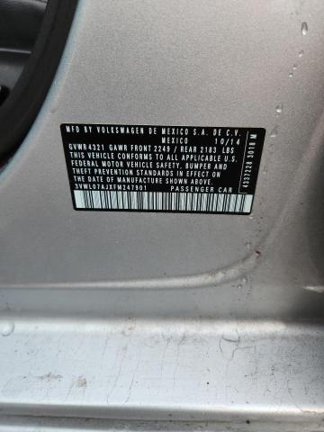 64654746 :رقم المزاد ، 3VWL07AJXFM247901 vin ، 2015 Volkswagen Jetta مزاد بيع
