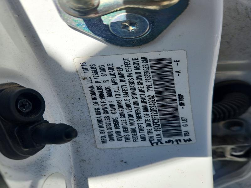 65867466 :رقم المزاد ، 19XFC2F72GE249242 vin ، 2016 Honda Civic مزاد بيع