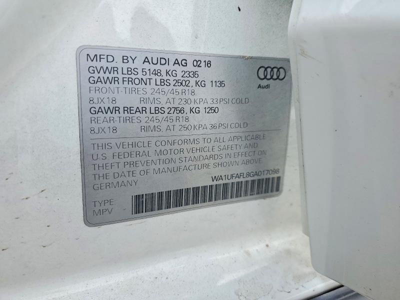 64666246 :رقم المزاد ، WA1UFAFL8GA017098 vin ، 2016 Audi A4 Allroad مزاد بيع