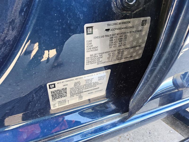 64911796 :رقم المزاد ، 3GCPWBEH6MG103433 vin ، 2021 Chevrolet Silverado مزاد بيع
