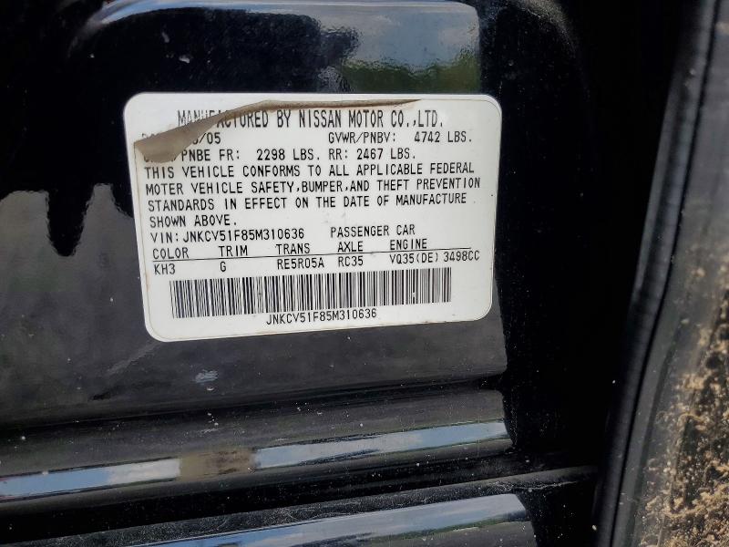 66503696 :رقم المزاد ، JNKCV51F85M310636 vin ، 2005 Infiniti G35 مزاد بيع