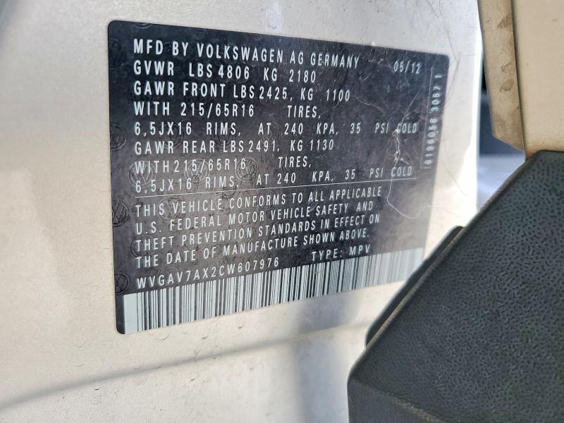 Продаж на аукціоні авто 2012 Volkswagen Tiguan, vin: WVGAV7AX2CW607976, номер лоту: 66808426