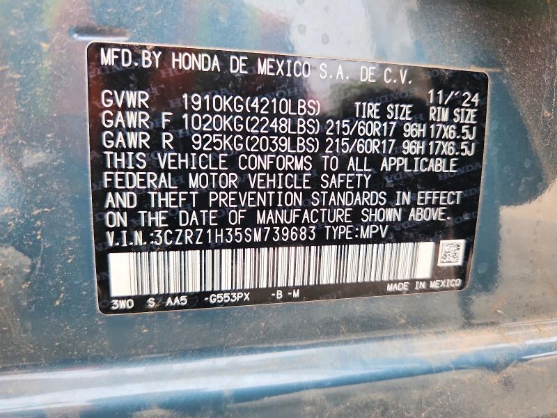 Продаж на аукціоні авто 2025 Honda Hr-v, vin: 3CZRZ1H35SM739683, номер лоту: 66739166