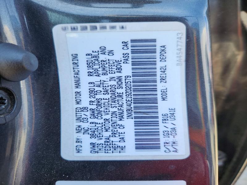2009 Toyota Corolla L/le მანქანა იყიდება აუქციონზე, vin: 1NXBU40E19Z020579, აუქციონის ნომერი: 63929246