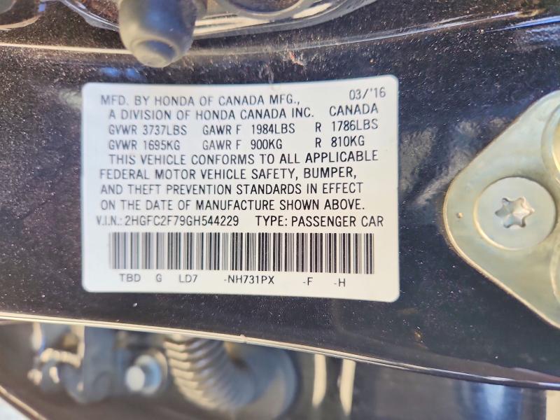 Aukcja sprzedaży 2016 Honda Civic, vin: 2HGFC2F79GH544229, numer aukcji: 64159906