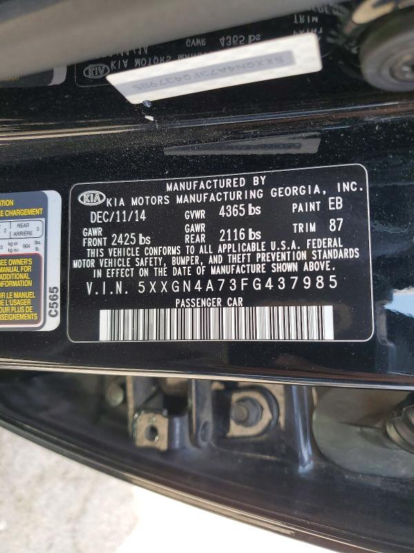 2015 Kia Optima მანქანა იყიდება აუქციონზე, vin: 5XXGN4A73FG437985, აუქციონის ნომერი: 64829776