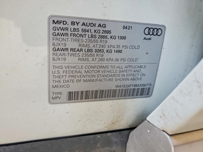 66958176 :رقم المزاد ، WA1E2AFY9M2090773 vin ، 2021 Audi Q5 E مزاد بيع