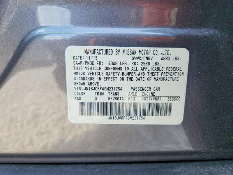 65798846 :رقم المزاد ، JN1BJ0RP4GM231754 vin ، 2016 Infiniti Qx50 مزاد بيع