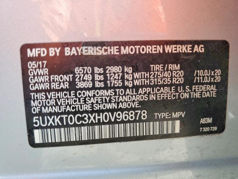 65356346 :رقم المزاد ، 5UXKT0C3XH0V96878 vin ، 2017 Bmw X5 مزاد بيع