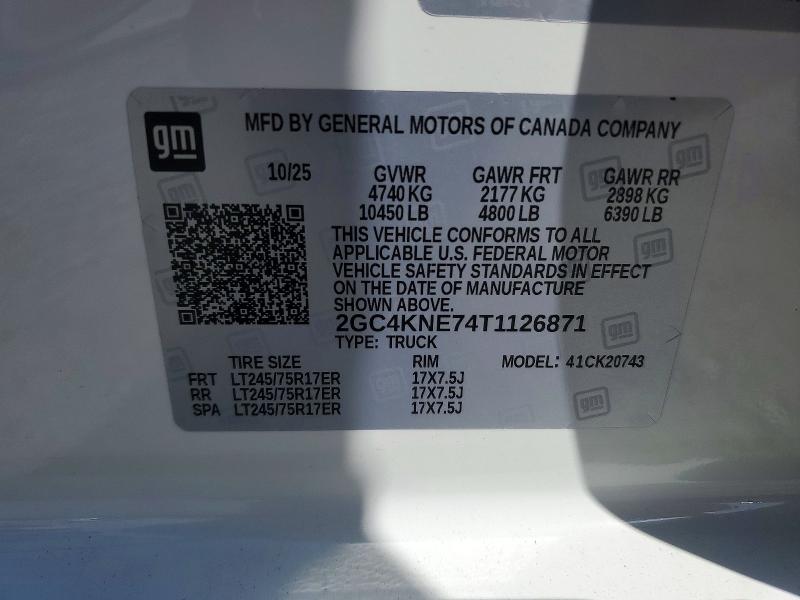 Продаж на аукціоні авто 2026 Chevrolet Silverado, vin: 2GC4KNE74T1126871, номер лоту: 64560226