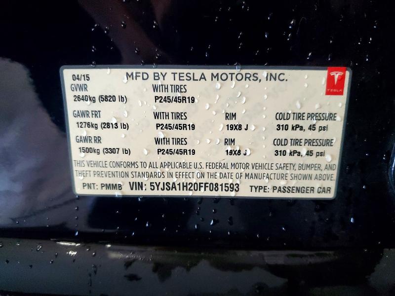 Продажа на аукционе авто 2015 Tesla Model S, vin: 5YJSA1H20FF081593, номер лота: 64019676
