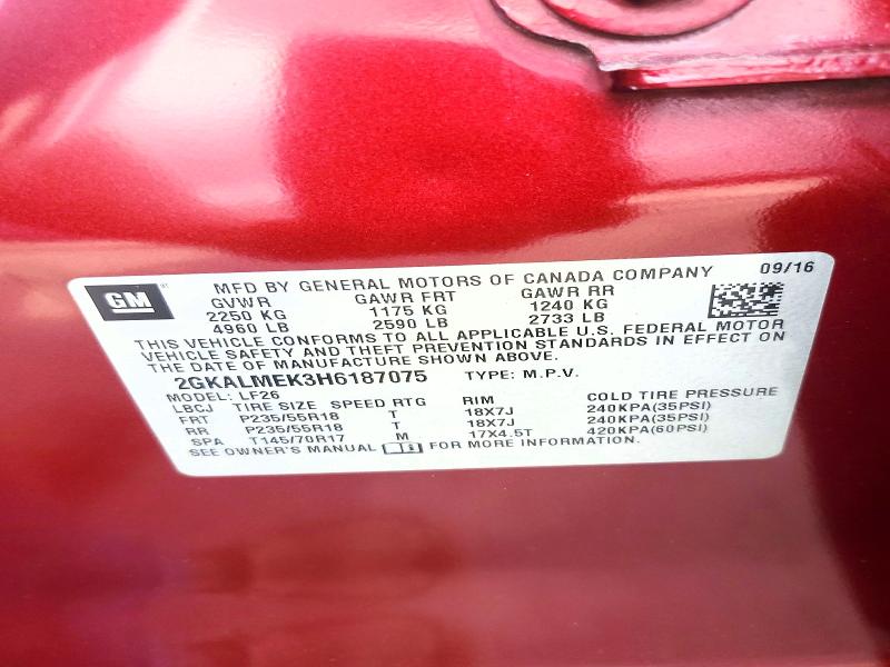 2017 Gmc Terrain მანქანა იყიდება აუქციონზე, vin: 2GKALMEK3H6187075, აუქციონის ნომერი: 64277606