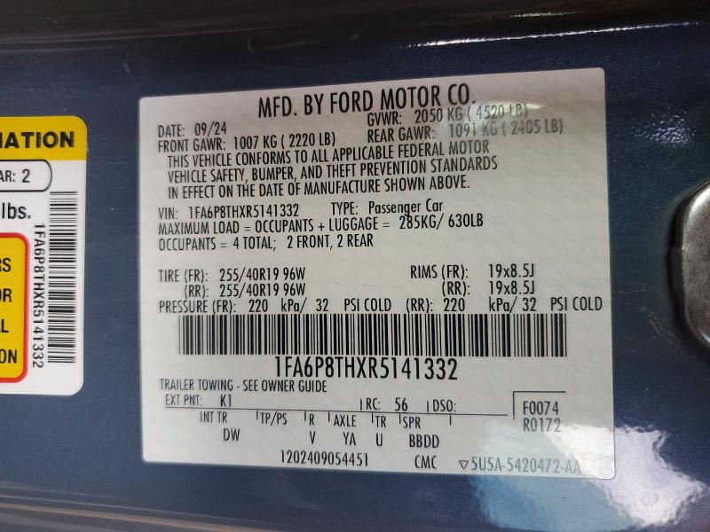 64806776 :رقم المزاد ، 1FA6P8THXR5141332 vin ، 2024 Ford Mustang مزاد بيع