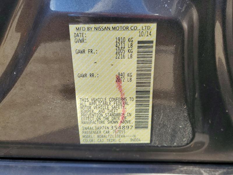 Продаж на аукціоні авто 2015 Nissan Altima, vin: 1N4AL3AP7FN354897, номер лоту: 63423616