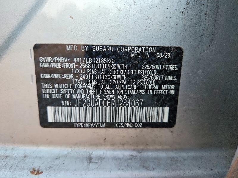 Продажа на аукционе авто 2024 Subaru Crosstrek, vin: JF2GUADC6RH284067, номер лота: 65756196