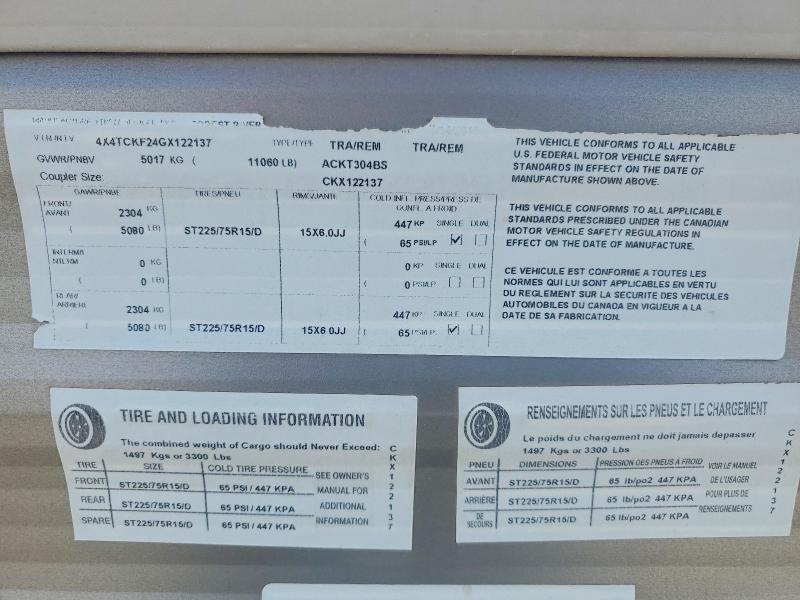 Aukcja sprzedaży 2016 Cherokee By Forest R Trailers, vin: 4X4TCKF24GX122137, numer aukcji: 63340786