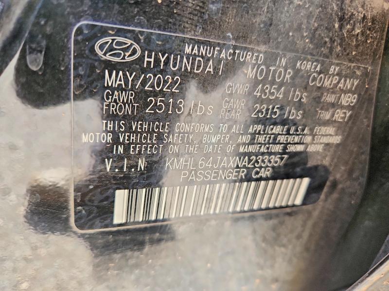 65131546 :رقم المزاد ، KMHL64JAXNA233357 vin ، 2022 Hyundai Sonata مزاد بيع