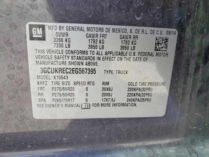 Продажа на аукционе авто 2014 Chevrolet Silverado, vin: 3GCUKREC2EG567395, номер лота: 65501146
