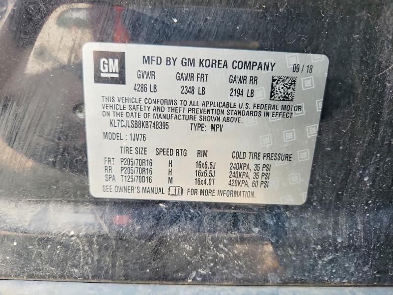 Продаж на аукціоні авто 2019 Chevrolet Trax, vin: KL7CJLSB8KB748395, номер лоту: 64151986