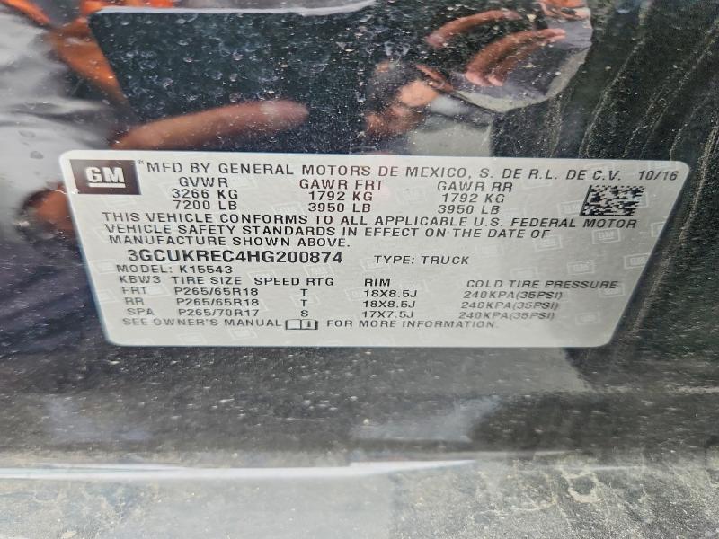 Aukcja sprzedaży 2017 Chevrolet Silverado, vin: 3GCUKREC4HG200874, numer aukcji: 66934766