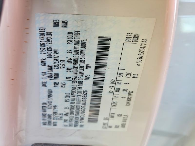 64304836 :رقم المزاد ، 1FMCU9GD7JUB38526 vin ، 2018 Ford Escape مزاد بيع