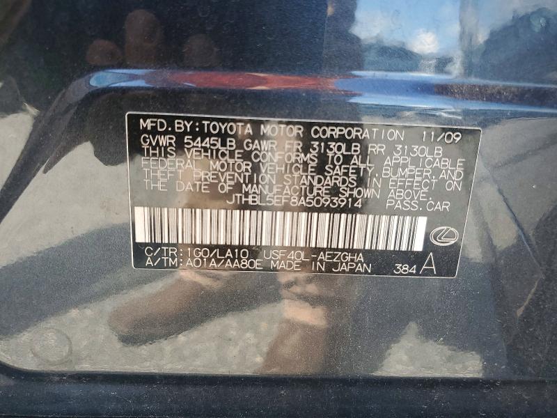 Aukcja sprzedaży 2010 Lexus Ls, vin: JTHBL5EF8A5093914, numer aukcji: 63774376