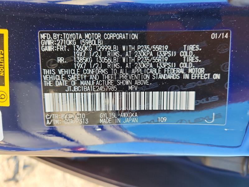 Aukcja sprzedaży 2014 Lexus Rx, vin: JTJBC1BA1E2457985, numer aukcji: 66317906