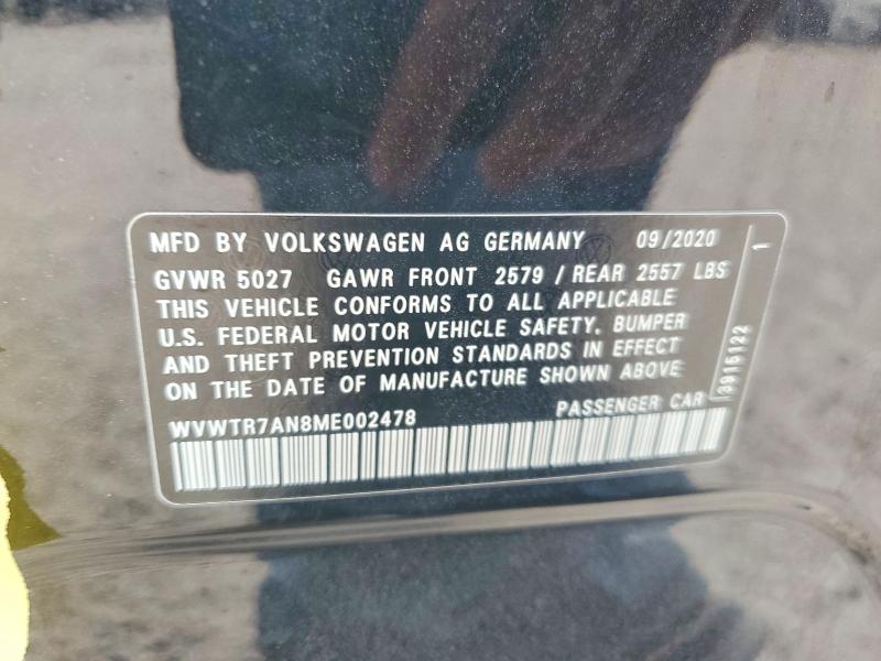 Aukcja sprzedaży 2021 Volkswagen Arteon, vin: WVWTR7AN8ME002478, numer aukcji: 66378186