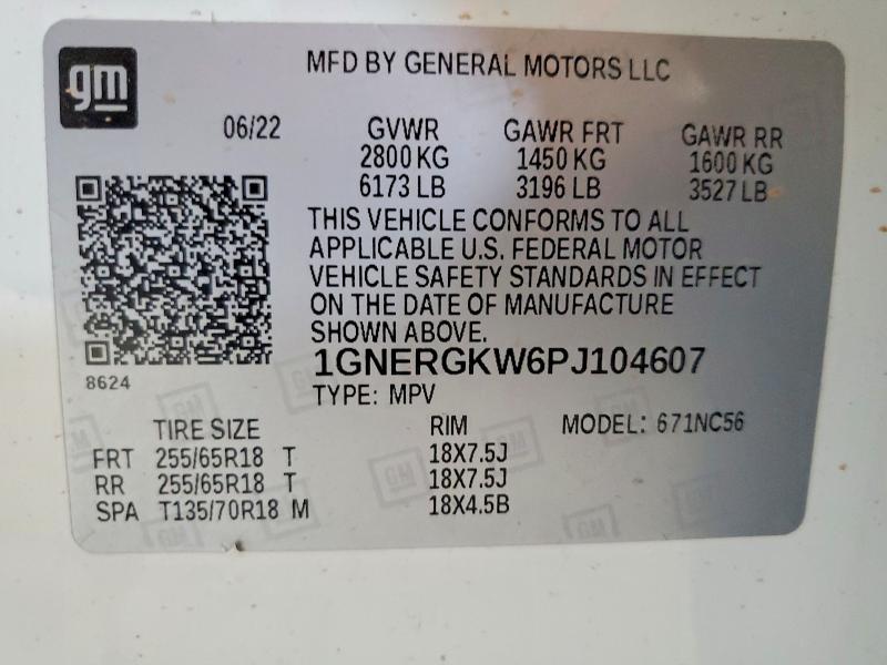 Продажа на аукционе авто 2023 Chevrolet Traverse, vin: 1GNERGKW6PJ104607, номер лота: 64506316