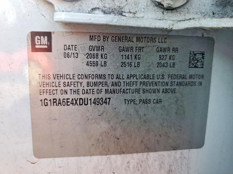 63954616 :رقم المزاد ، 1G1RA6E4XDU149347 vin ، 2013 Chevrolet Volt مزاد بيع