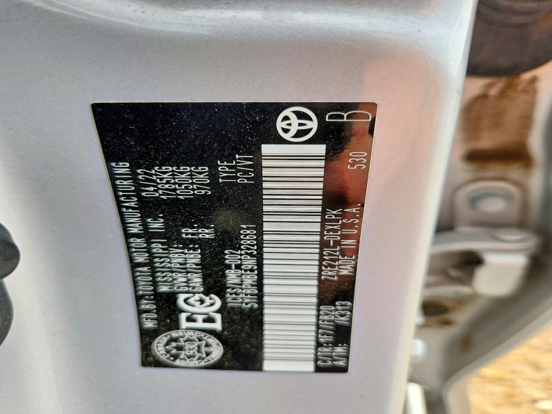 62649596 :رقم المزاد ، 5YFBPMBE9NP328681 vin ، 2022 Toyota Corolla مزاد بيع