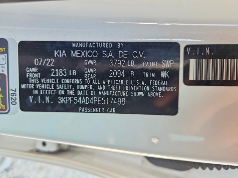 2023 Kia Forte მანქანა იყიდება აუქციონზე, vin: 3KPF54AD4PE517498, აუქციონის ნომერი: 66964586