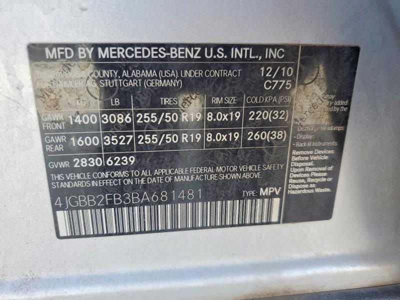 Продаж на аукціоні авто 2011 Mercedes-benz Ml, vin: 4JGBB2FB3BA681481, номер лоту: 64663396