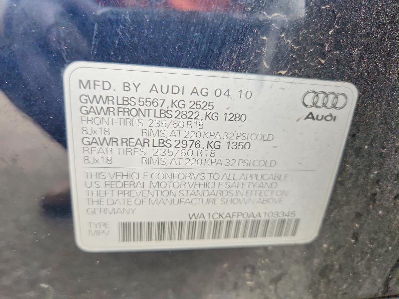 Aukcja sprzedaży 2010 Audi Q5, vin: WA1CKAFP0AA103345, numer aukcji: 66234366