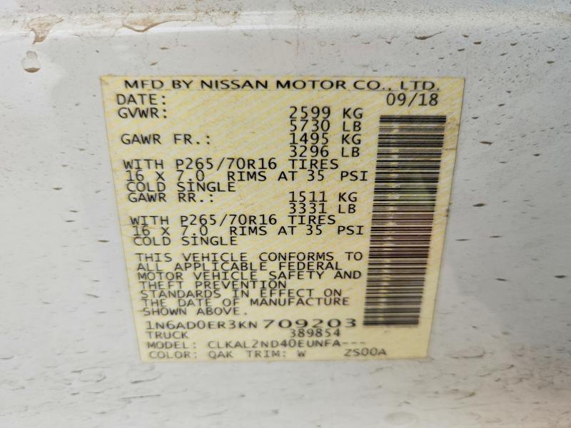 Aukcja sprzedaży 2019 Nissan Frontier, vin: 1N6AD0ER3KN709203, numer aukcji: 66307406
