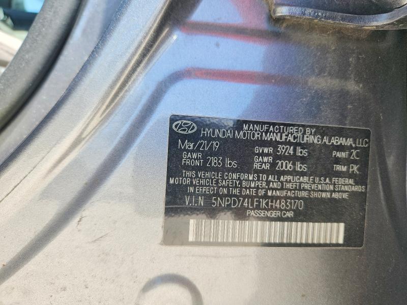 Продажа на аукционе авто 2019 Hyundai Elantra, vin: 5NPD74LF1KH483170, номер лота: 65691246