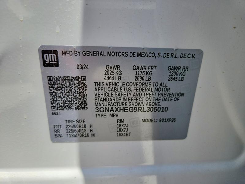 Продаж на аукціоні авто 2024 Chevrolet Equinox, vin: 3GNAXHEG9RL305010, номер лоту: 64664756