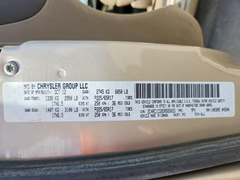 Aukcja sprzedaży 2013 Chrysler Town & Country, vin: 2C4RC1CG9DR565033, numer aukcji: 65344076