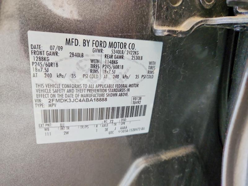 Продаж на аукціоні авто 2010 Ford Edge, vin: 2FMDK3JC4ABA18888, номер лоту: 63415346