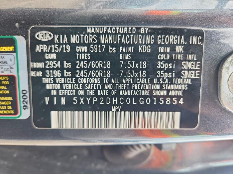 64545696 :رقم المزاد ، 5XYP2DHC0LG015854 vin ، 2020 Kia Telluride مزاد بيع
