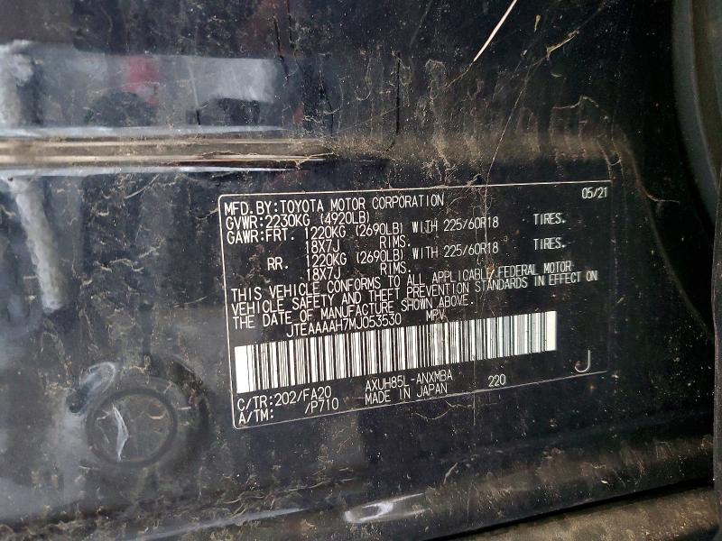 Aukcja sprzedaży 2021 Toyota Venza, vin: JTEAAAAH7MJ053530, numer aukcji: 65625606