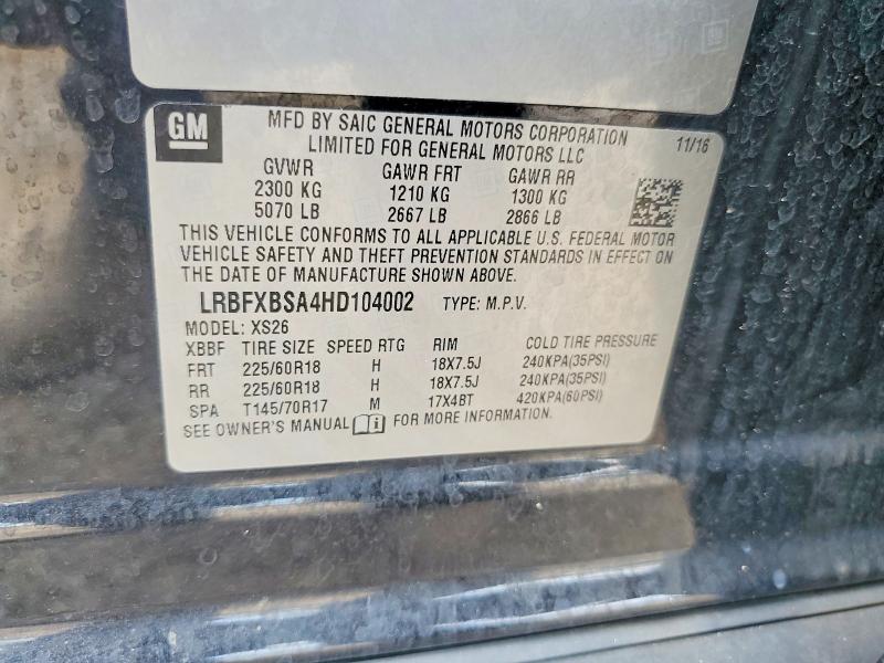 Продаж на аукціоні авто 2017 Buick Envision, vin: LRBFXBSA4HD104002, номер лоту: 63391626