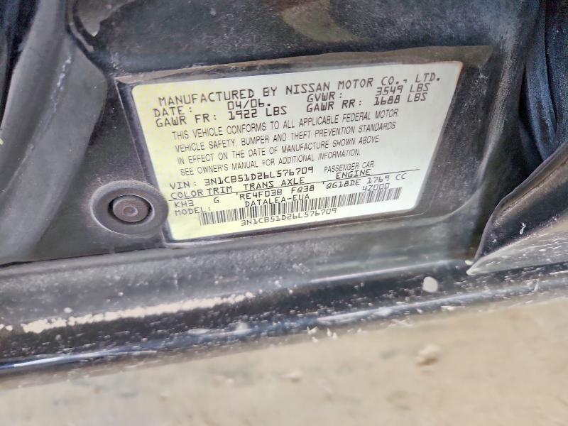 64560076 :رقم المزاد ، 3N1CB51D26L576709 vin ، 2006 Nissan Sentra مزاد بيع