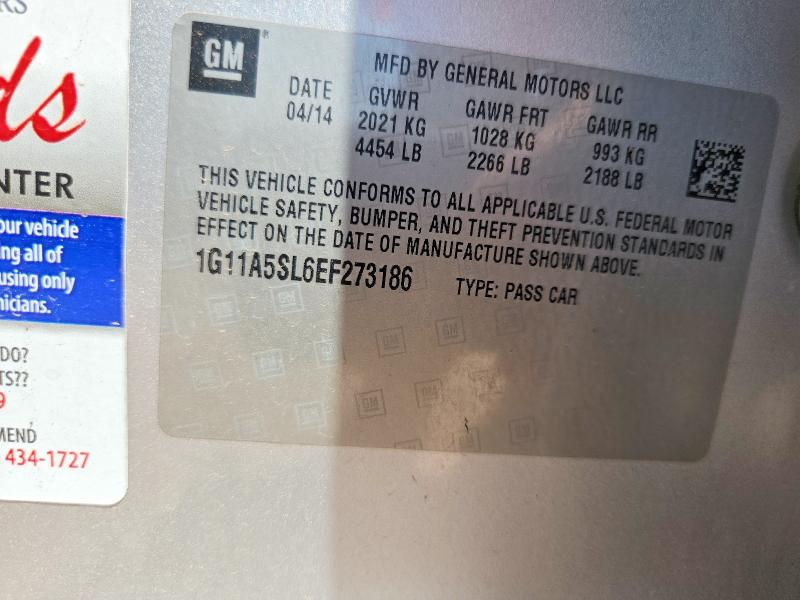 Продажа на аукционе авто 2014 Chevrolet Malibu, vin: 1G11A5SL6EF273186, номер лота: 64374116
