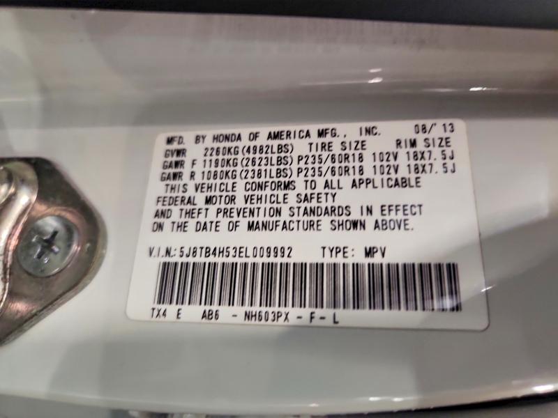 66399406 :رقم المزاد ، 5J8TB4H53EL009992 vin ، 2014 Acura Rdx مزاد بيع