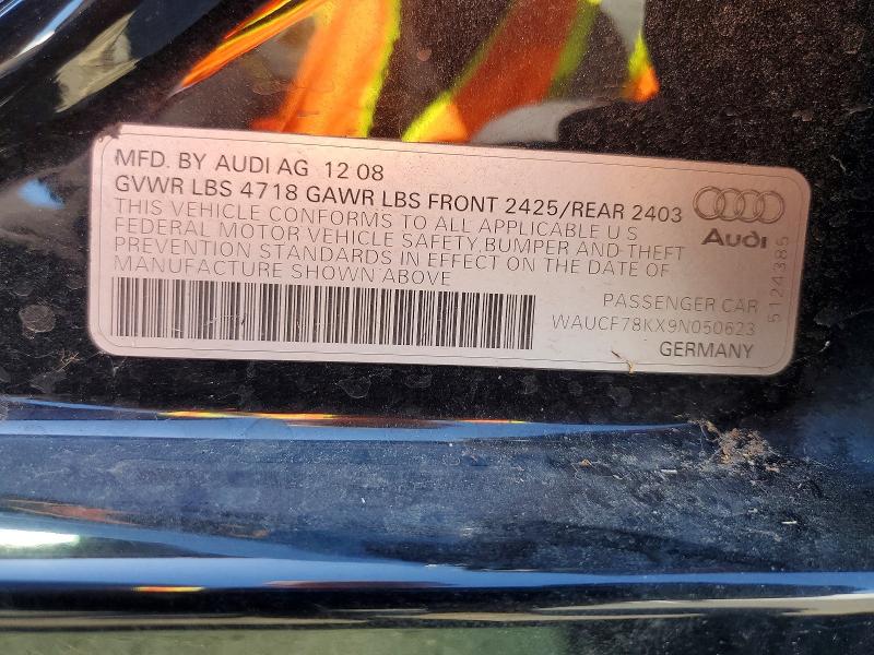 Продаж на аукціоні авто 2009 Audi A4, vin: WAUCF78KX9N050623, номер лоту: 65325926