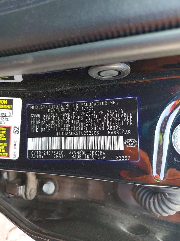 Aukcja sprzedaży 2026 Toyota Camry, vin: 4T1DAACK9TU252906, numer aukcji: 64501306
