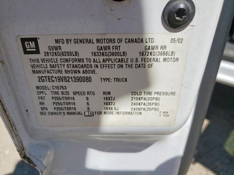 66974426 :رقم المزاد ، 2GTEC19V821390080 vin ، 2002 Gmc New Sierra مزاد بيع