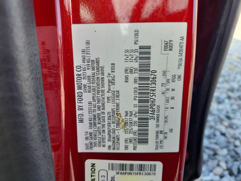 Aukcja sprzedaży 2015 Ford Fusion, vin: 3FA6P0H75FR130670, numer aukcji: 64148776